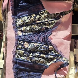 Victoria's Secret Navy and Pink Floral Lace Chemise